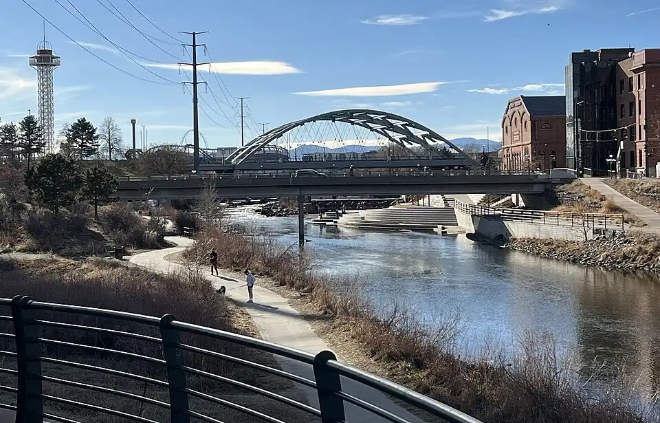 South Platte River and bridge in Denver, Colorado