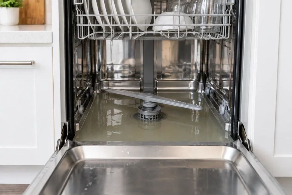 Dishwasher not draining with standing water in the bottom