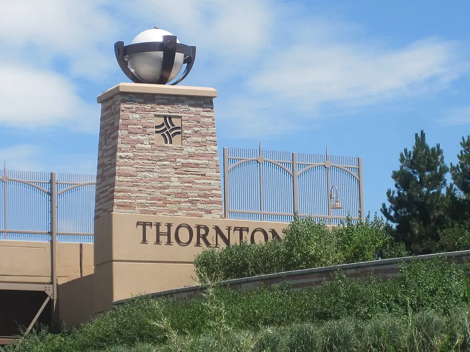 Thornton welcome sign in Thornton, Colorado